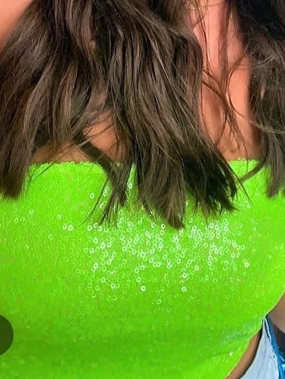 NORMA KAMALI Sequin Tube Top Green Size Medium